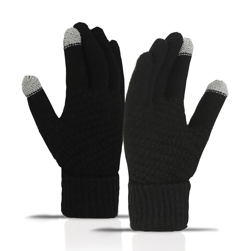 Men's Winter Double Layer Knitted Riding Gloves