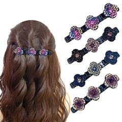 Sparkling Crystal Stone Hair Clips for Women with Four Leaf Clover Design