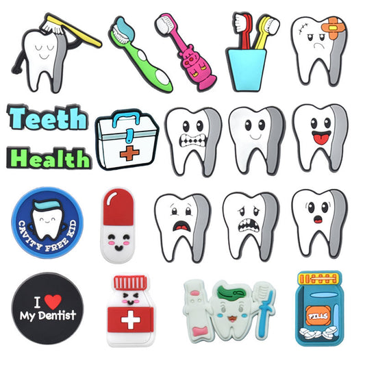 20pcs Tooth Pattern Shoe Charms for Clogs Jibts Sandals, Christmas Birthday Gift