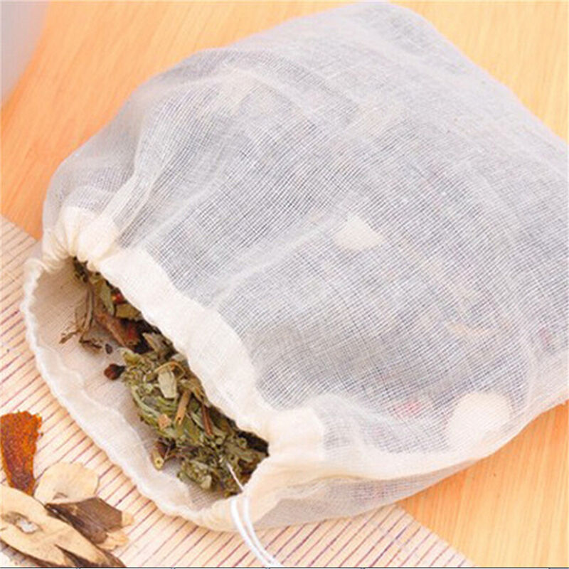 10pcs Reusable Muslin Drawstring Bags for Soap Herbs Tea