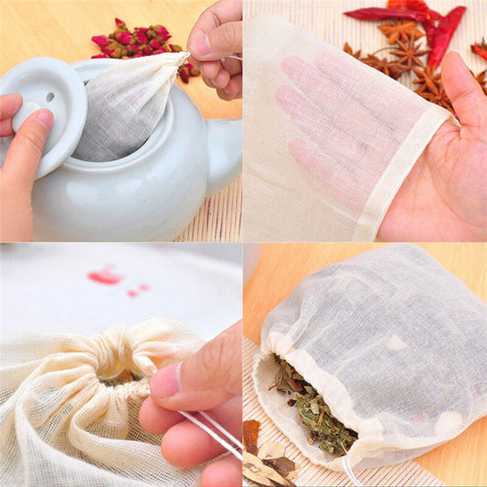 10pcs Reusable Muslin Drawstring Bags for Soap Herbs Tea