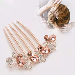 Crystal Bowknot Hair Comb Side Comb Head Jewelry Hair Accessories