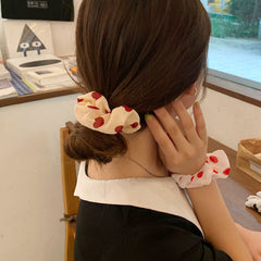 Heart Print Scrunchie Chiffon Hair Tie Elastic Headwear