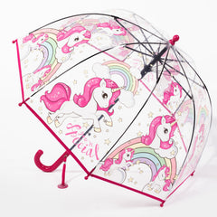 Colorful Princess Umbrella Transparent Plastic Unicorn Kindergarten Umbrella