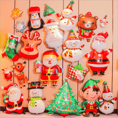 5pcs Mini Christmas Aluminum Balloons Snow Leopard Christmas Tree Santa Claus