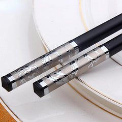 Chinese Golden Dragon Chopsticks Non slip Alloy Sushi Household Tableware