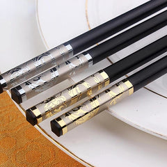 Chinese Golden Dragon Chopsticks Non slip Alloy Sushi Household Tableware