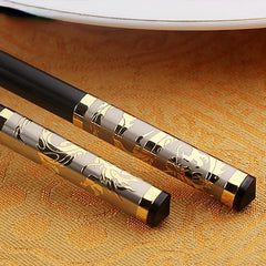 Chinese Golden Dragon Chopsticks Non slip Alloy Sushi Household Tableware