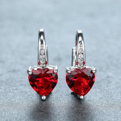 Heart Shape Zircon Ear Buckle Earrings 18K Plated Copper Ear Jewelry