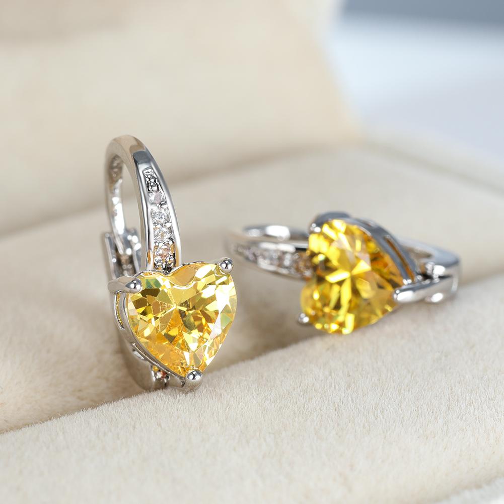 Heart Shape Zircon Ear Buckle Earrings 18K Plated Copper Ear Jewelry
