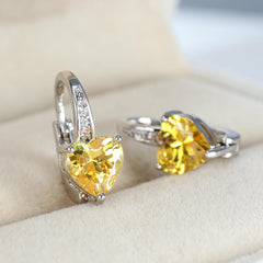 Heart Shape Zircon Ear Buckle Earrings 18K Plated Copper Ear Jewelry