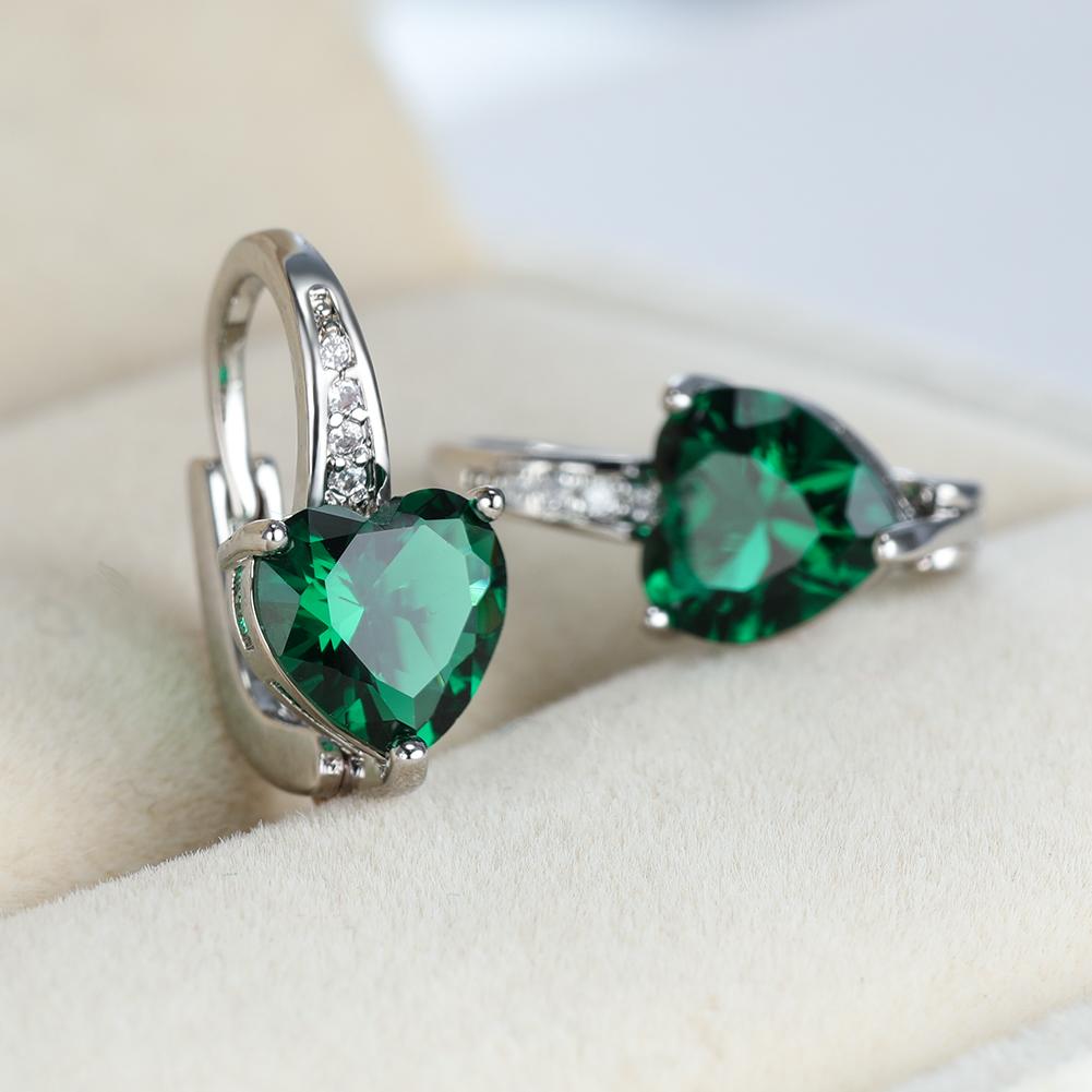 Heart Shape Zircon Ear Buckle Earrings 18K Plated Copper Ear Jewelry