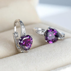 Heart Shape Zircon Ear Buckle Earrings 18K Plated Copper Ear Jewelry
