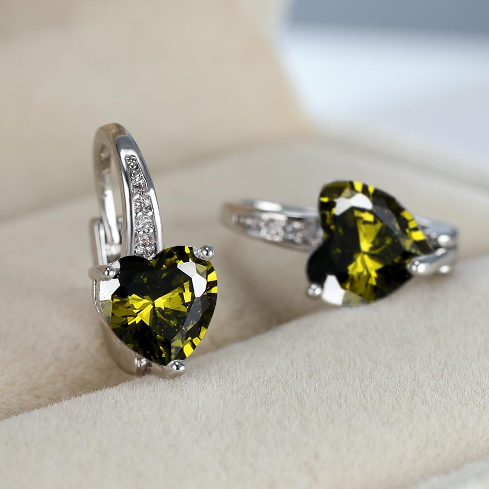 Heart Shape Zircon Ear Buckle Earrings 18K Plated Copper Ear Jewelry