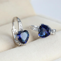 Heart Shape Zircon Ear Buckle Earrings 18K Plated Copper Ear Jewelry
