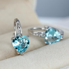 Heart Shape Zircon Ear Buckle Earrings 18K Plated Copper Ear Jewelry
