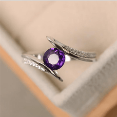 Round Cut Crystal Ring 18K Plated Adjustable Women's Jewelry