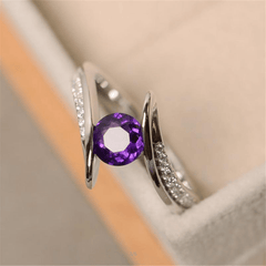 Round Cut Crystal Ring 18K Plated Adjustable Women's Jewelry