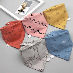 5Pcs Baby Bib Triangle Cotton Double Layer Button Waterproof Newborn Bib