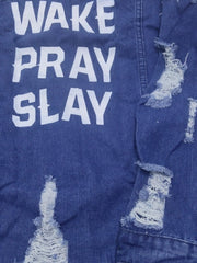 Distressed Denim Jacket with Flap Pockets