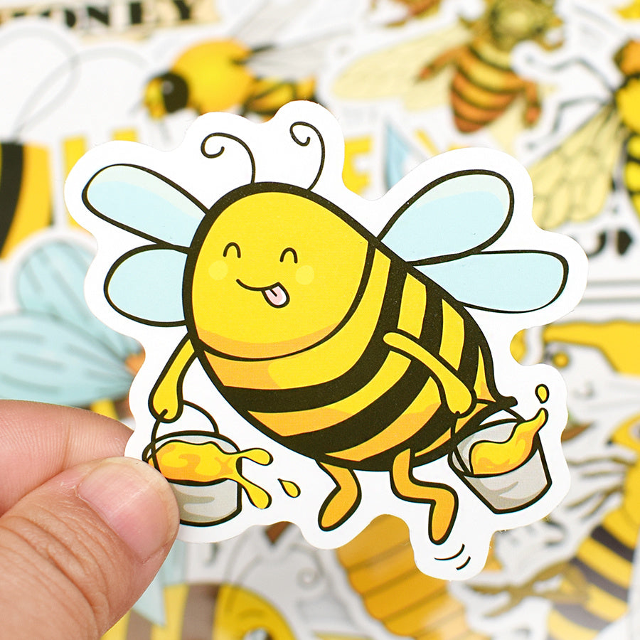 50 PCS Cute Bee Sticker Set for DIY Laptop Phone Fridge Car Decoration