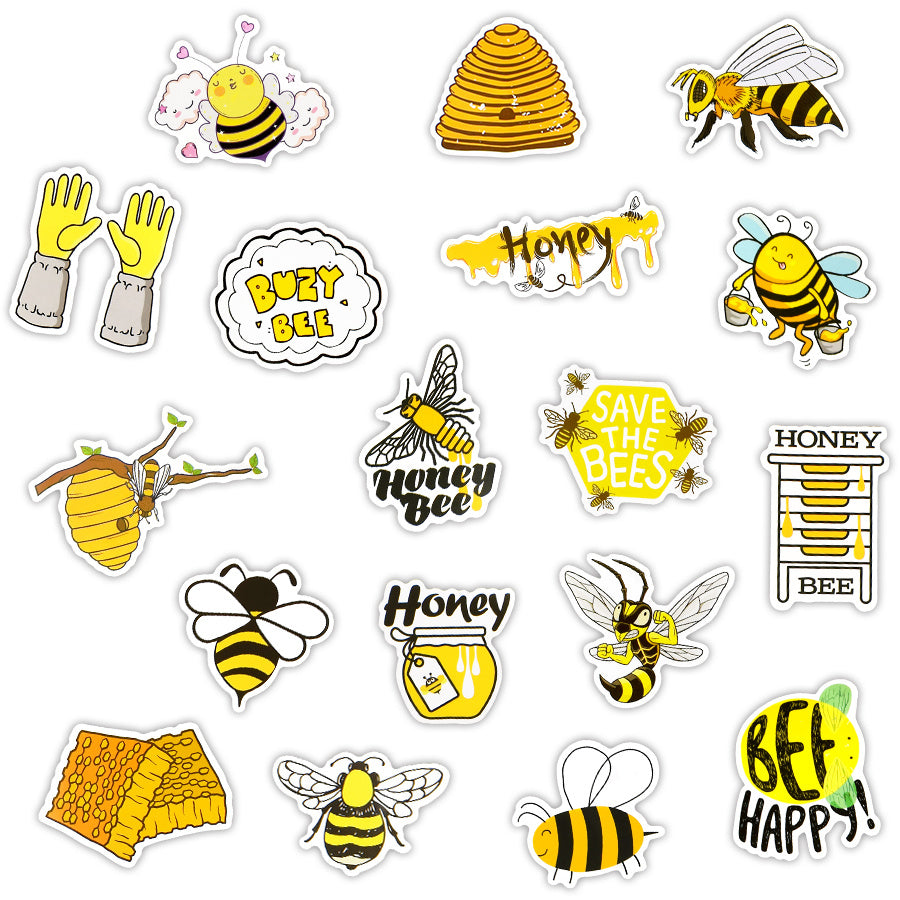 50 PCS Cute Bee Sticker Set for DIY Laptop Phone Fridge Car Decoration