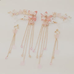 Chinese Style Flower Hair Clips & Earrings Set