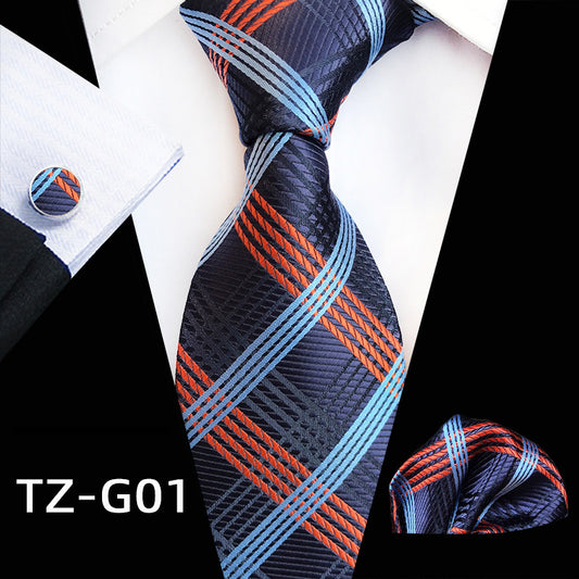 Men's Plaid Formal Tie Three Piece Suit with Accessories