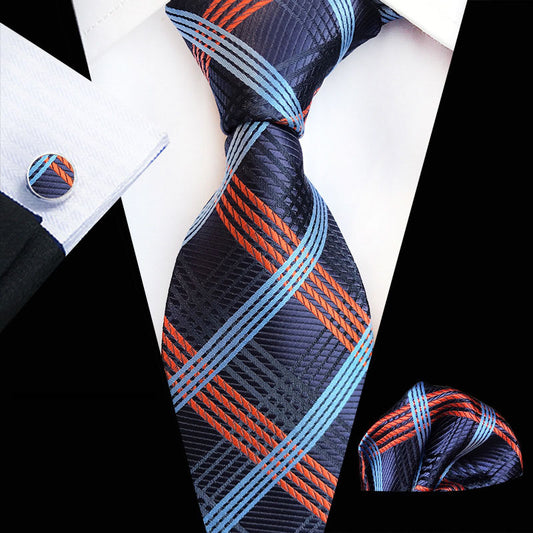 Men's Plaid Formal Tie Three Piece Suit with Accessories