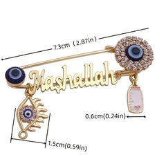Vintage Muslim Demon Eye Brooch Pin Men's Islamic Amulet Artificial Jewelry
