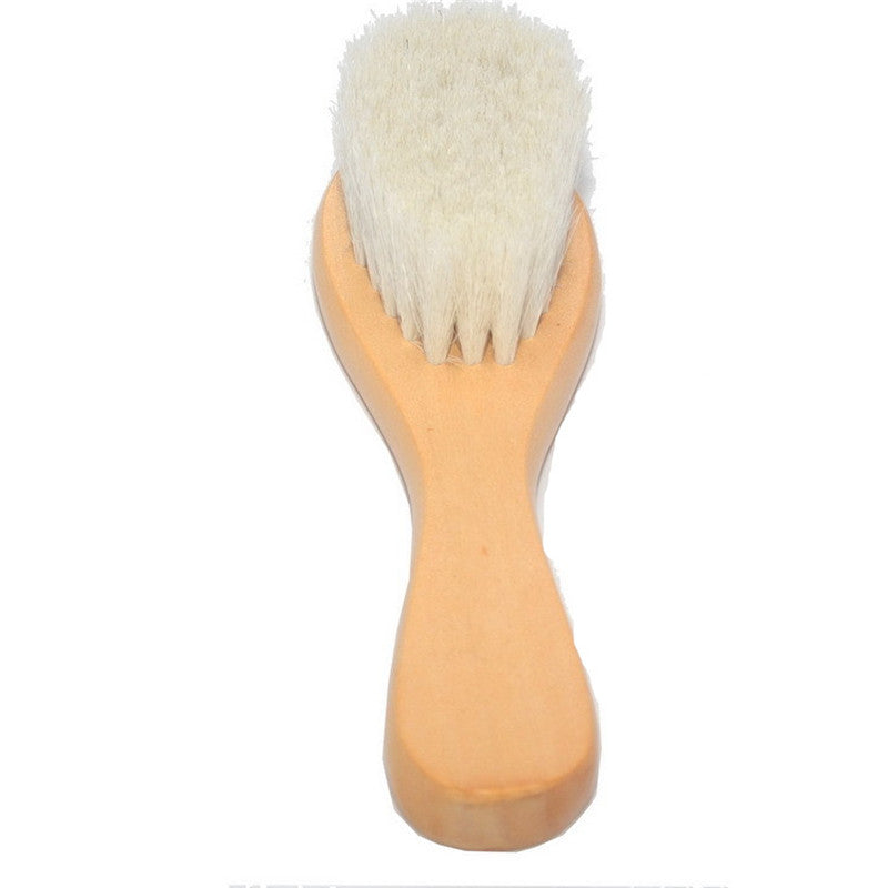 Wooden Handle Hair Brush Soft Wool Bristles Head Massager Comb
