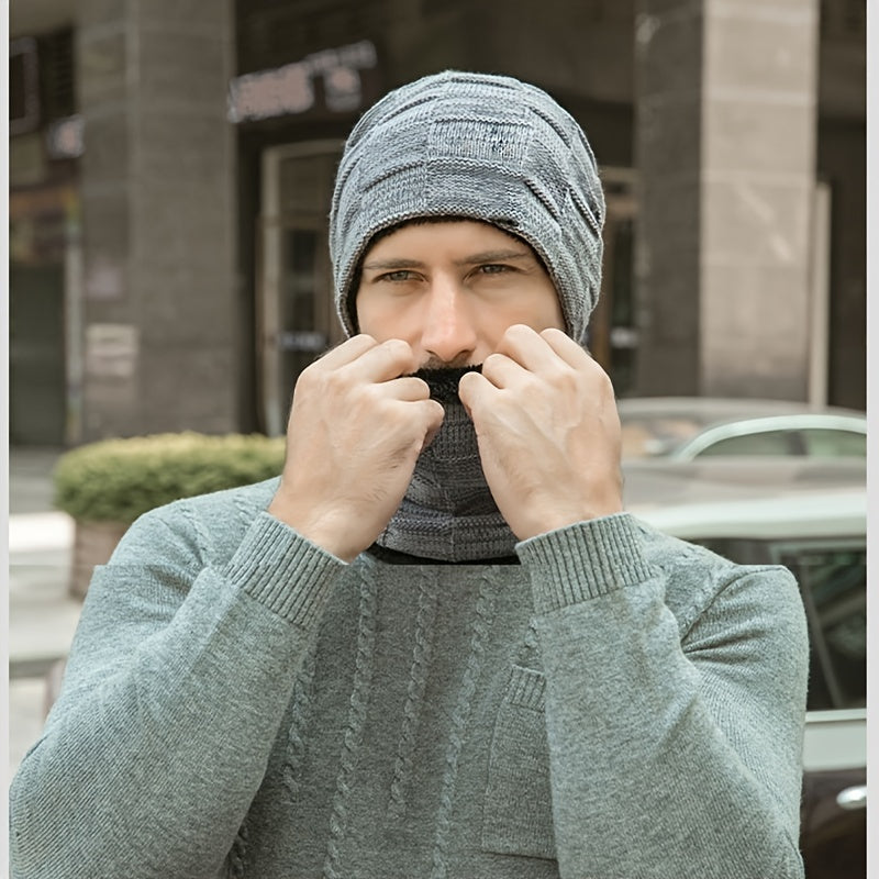 Men's Thickened Woolen Winter Knitted Hat Plus Velvet