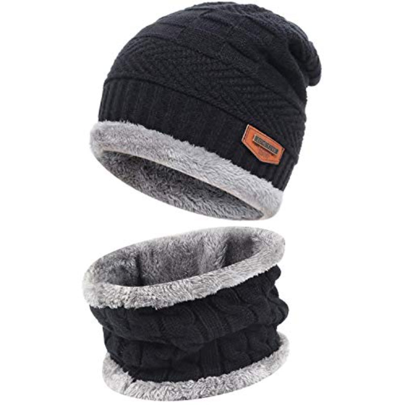 Winter Fleece Beanie Hat & Scarf Set for Outdoor Activities