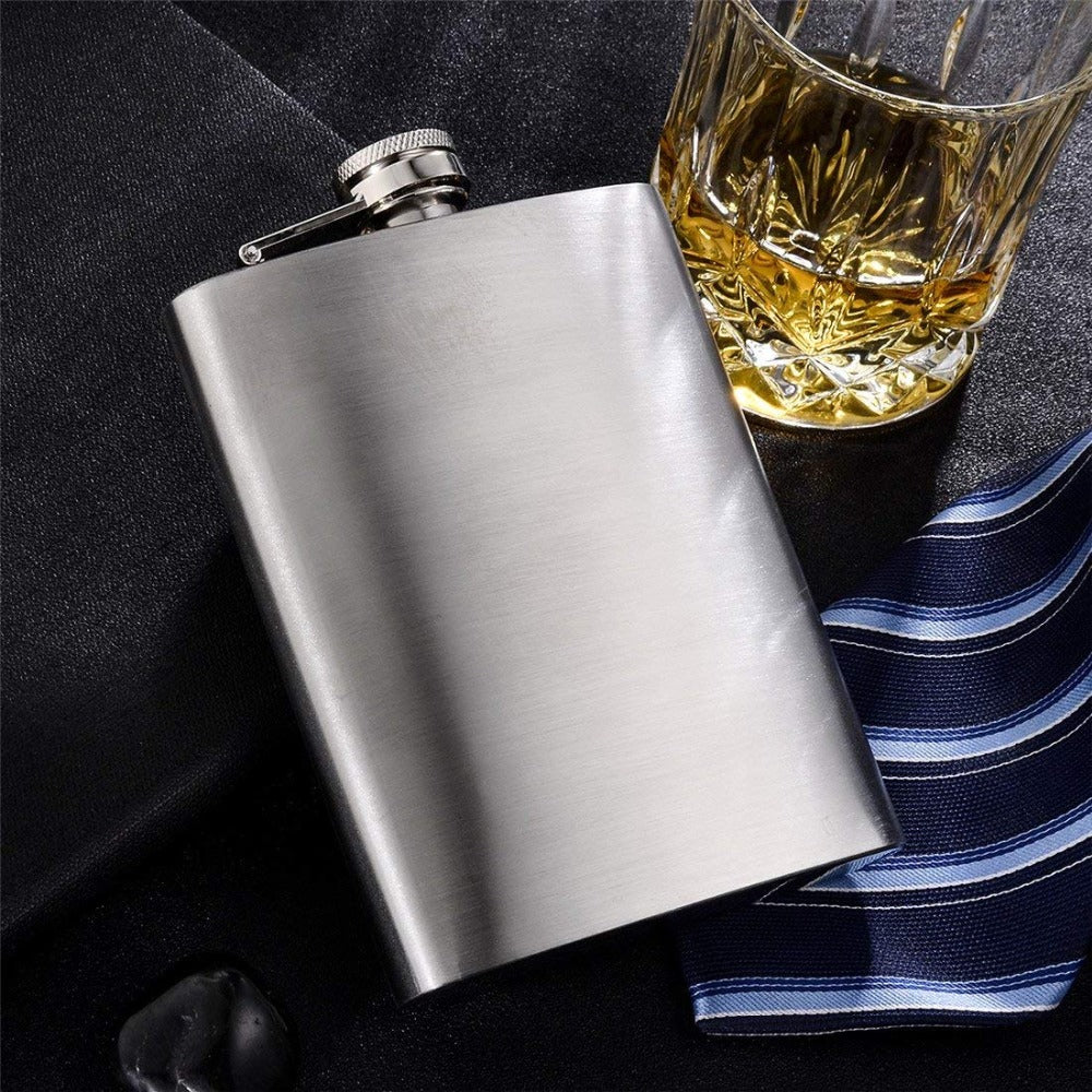 Stainless Steel Wine Jug with Funnel Pocket for Whiskey Alcohol, 7oz