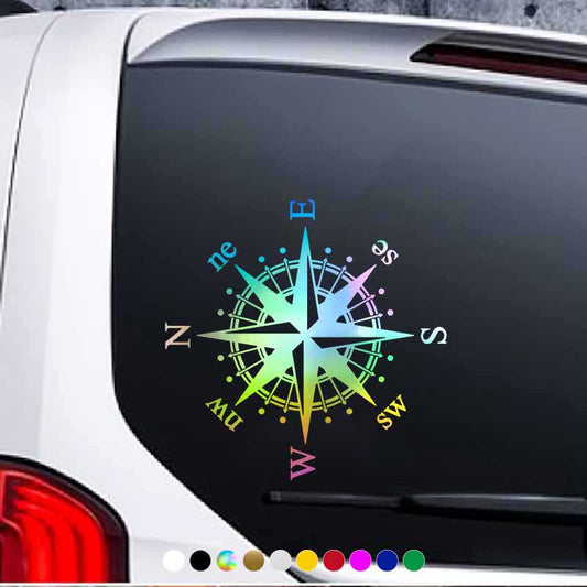 Compass Reflective Vinyl Car Sticker Decal for Vehicles Trucks Bumpers Windows L