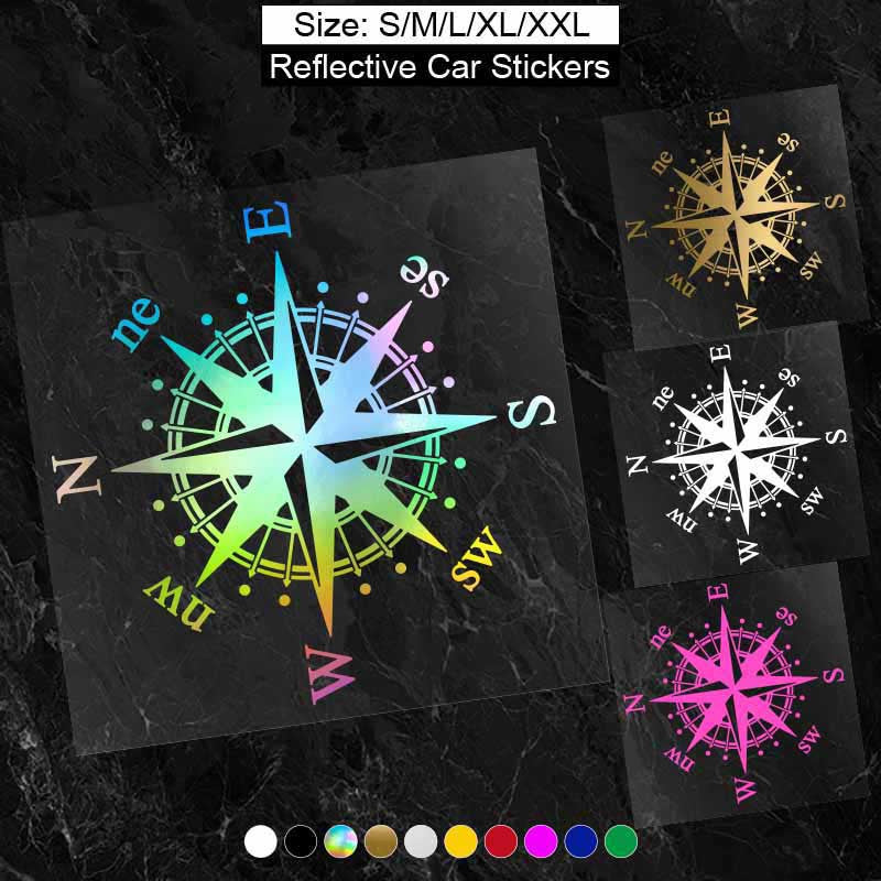 Compass Reflective Vinyl Car Sticker Decal for Vehicles Trucks Bumpers Windows L