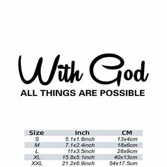 WITH GOD ALL THINGS ARE POSSIBLE Car Sticker Decal
