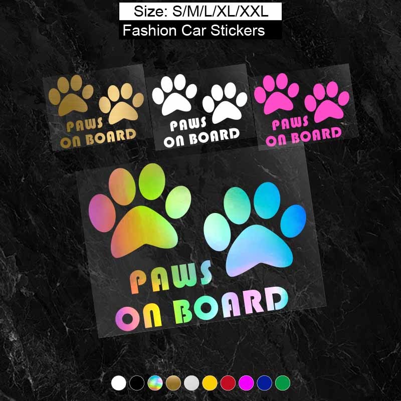 Dog Paws Car Stickers Reflective JDM Style Vinyl Decals