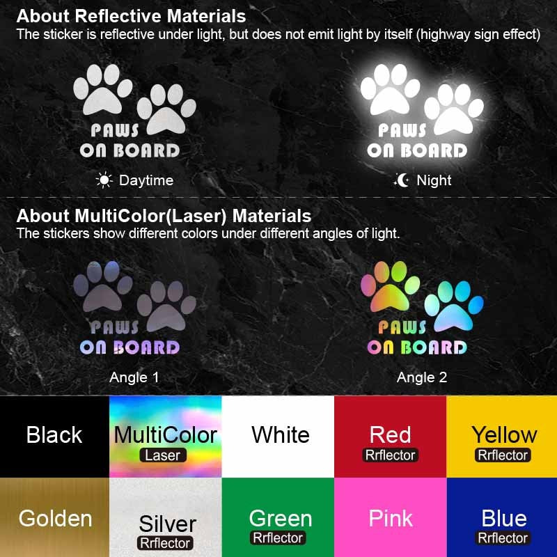 Dog Paws Car Stickers Reflective JDM Style Vinyl Decals