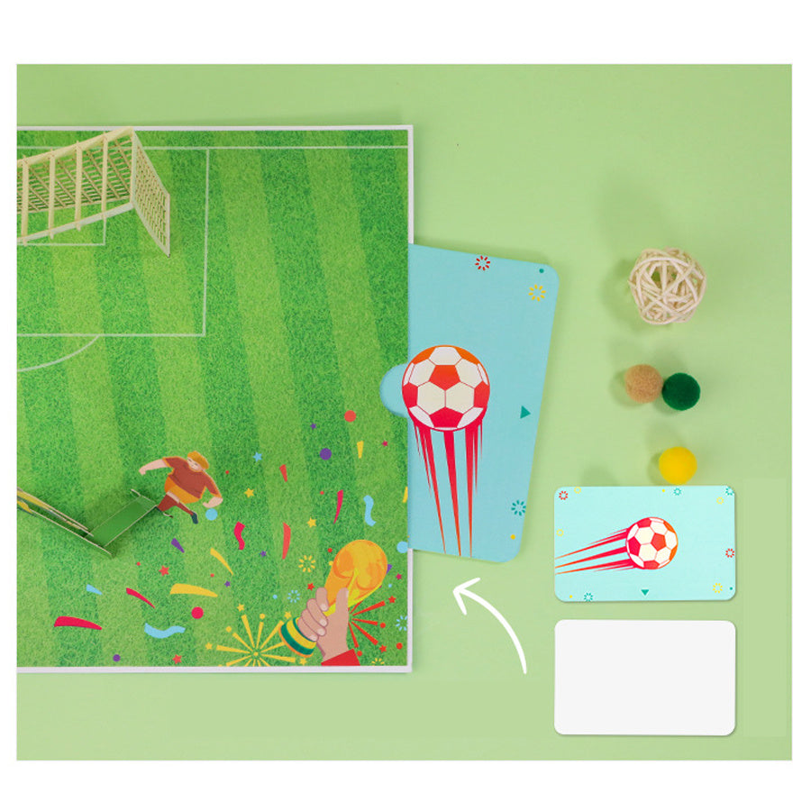 3D Pop Up Paper Carving Birthday Card Football Match Celebration Card