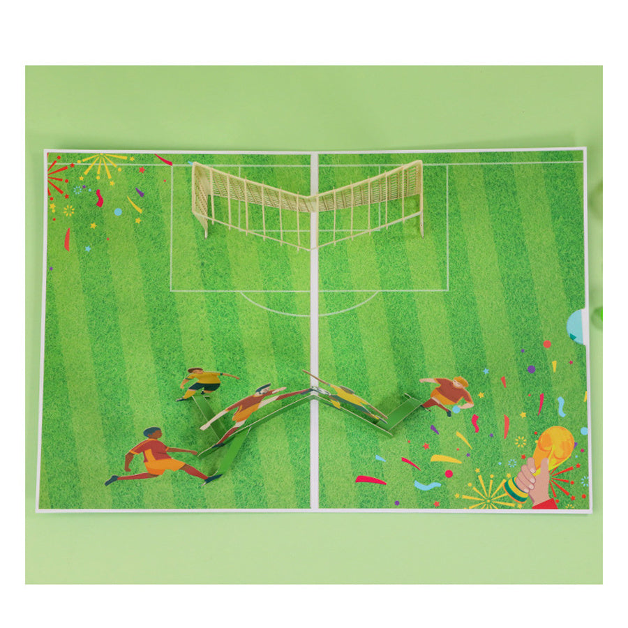 3D Pop Up Paper Carving Birthday Card Football Match Celebration Card