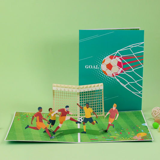 3D Pop Up Paper Carving Birthday Card Football Match Celebration Card
