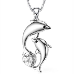 Dolphin Necklace Heart Zircon Pendant Engagement Necklace