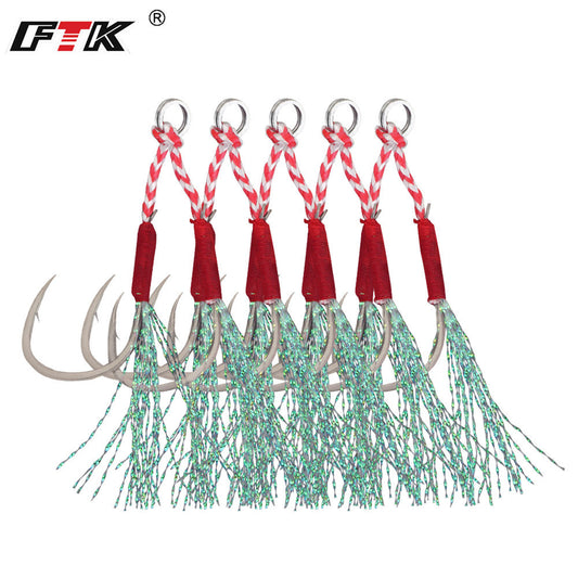 5pcs Double Hook Spoon for Saltwater Jigging