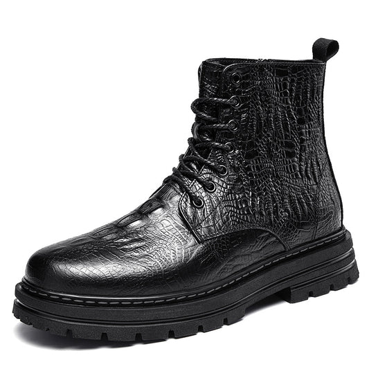 Men's Crocodile Print Zipper Boots Outdoor Non Slip
