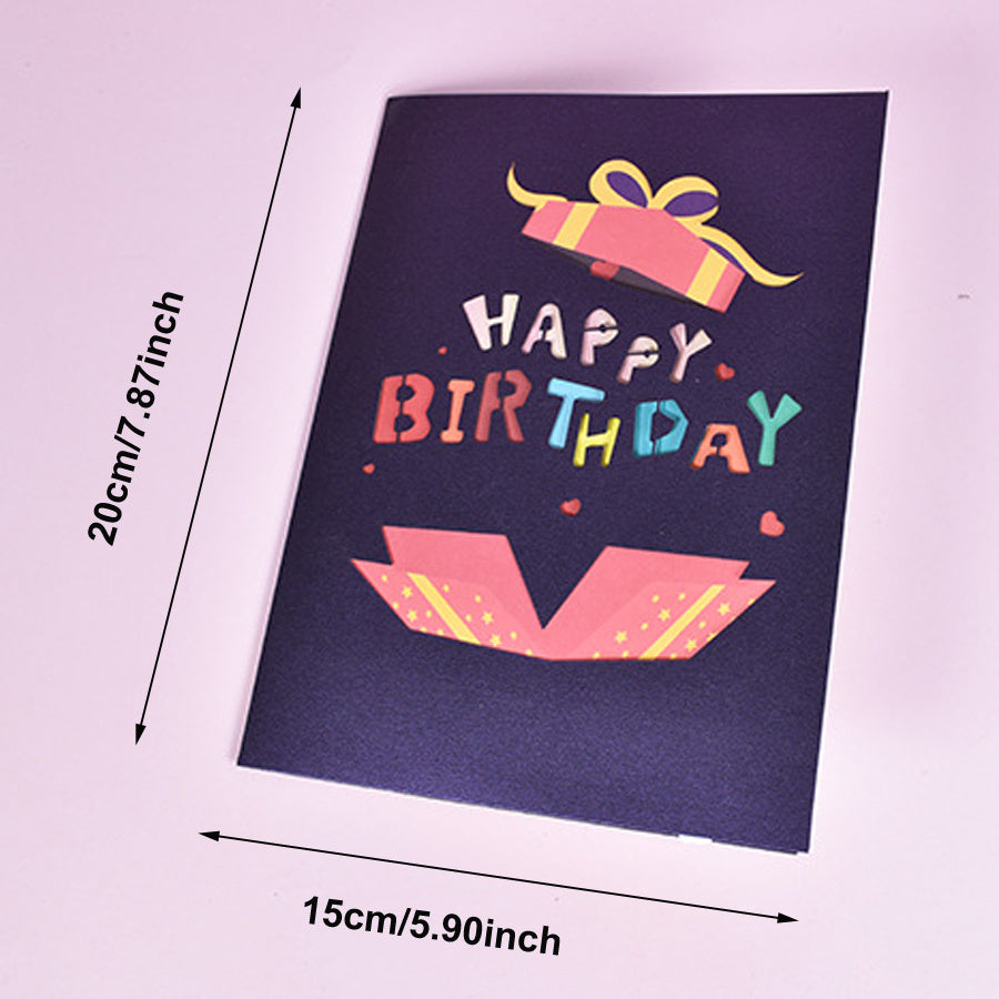 3D Pop Up Happy Birthday Greeting Card Paper Carving