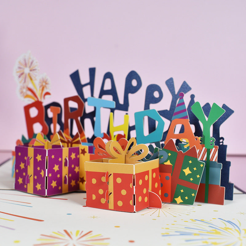 3D Pop Up Happy Birthday Greeting Card Paper Carving