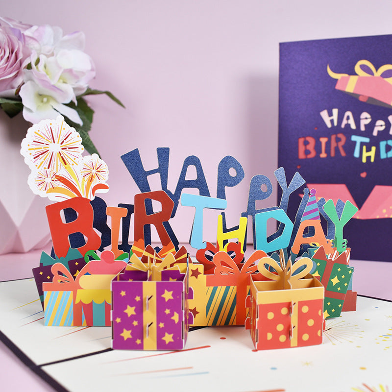 3D Pop Up Happy Birthday Greeting Card Paper Carving