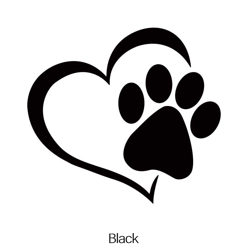 Heart Shaped Dog Paw Print Car Sticker