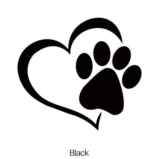 Heart Shaped Dog Paw Print Car Sticker